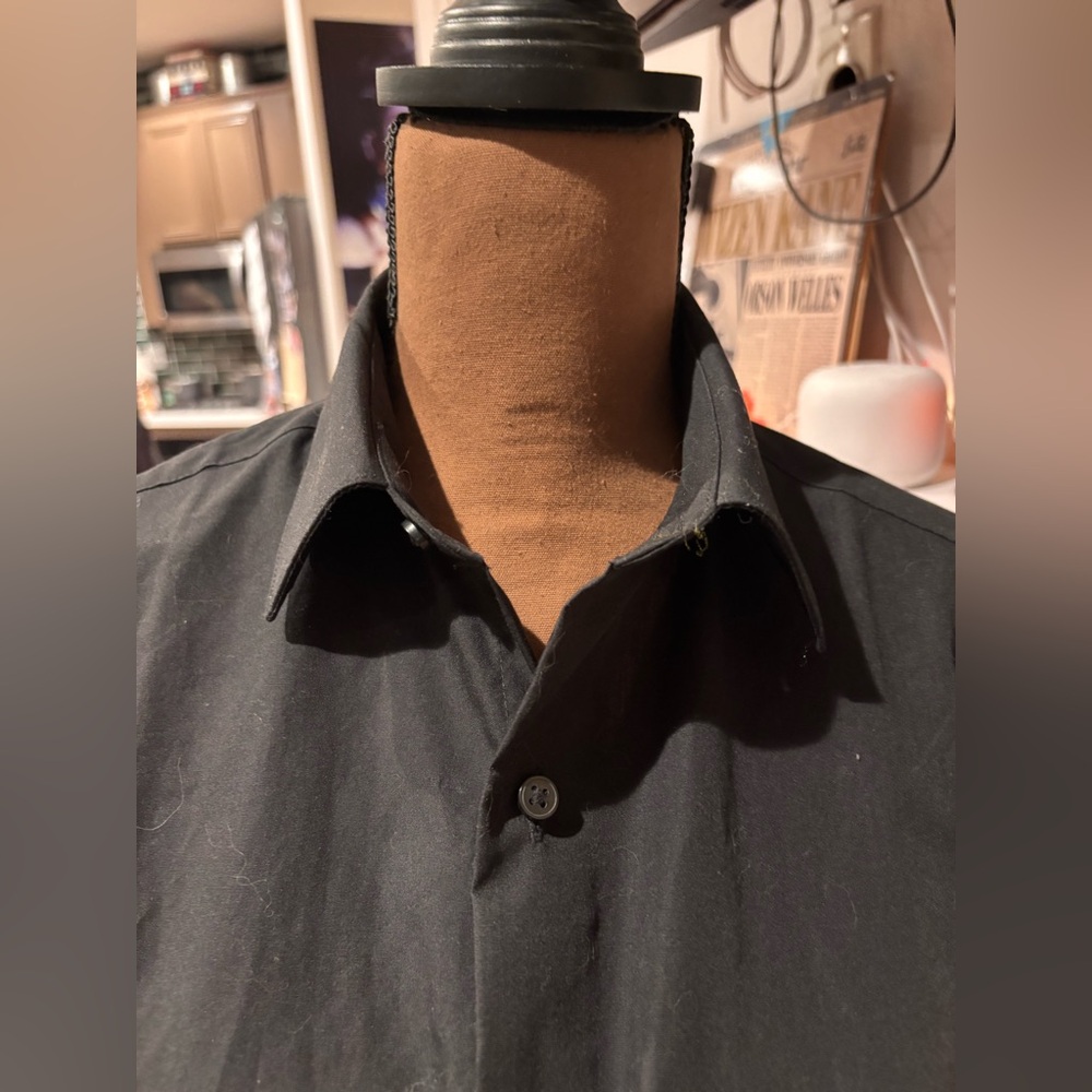 NWT Van Heusen regular fit men’s black shirt 14.5 - Picture 2 of 8